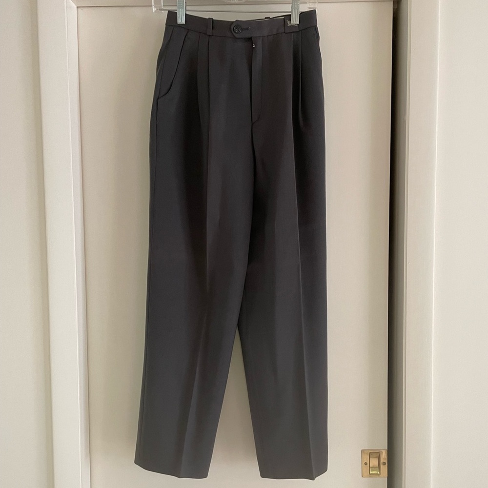 Burberry Gray Lined Wool Trousers Size 2 - Picture 3 of 15